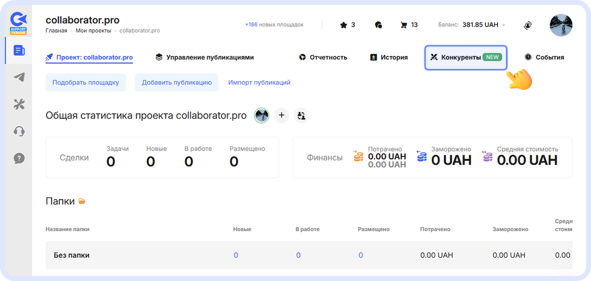 Функционал анализа конкурентов в Collaborator