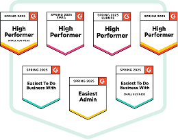 Collaborator received G2 Spring 2025 award badges: multiple High Performer awards for various regions, plus Easiest To Do Business With and Easiest Admin